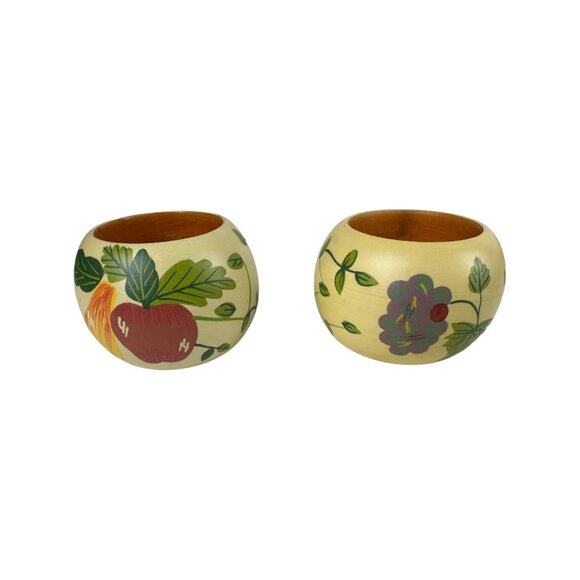 KEMP & BEATLEY Hand Painted Wood Napkin Rings French Provincial Apple Grape *12* - Picture 9 of 10
